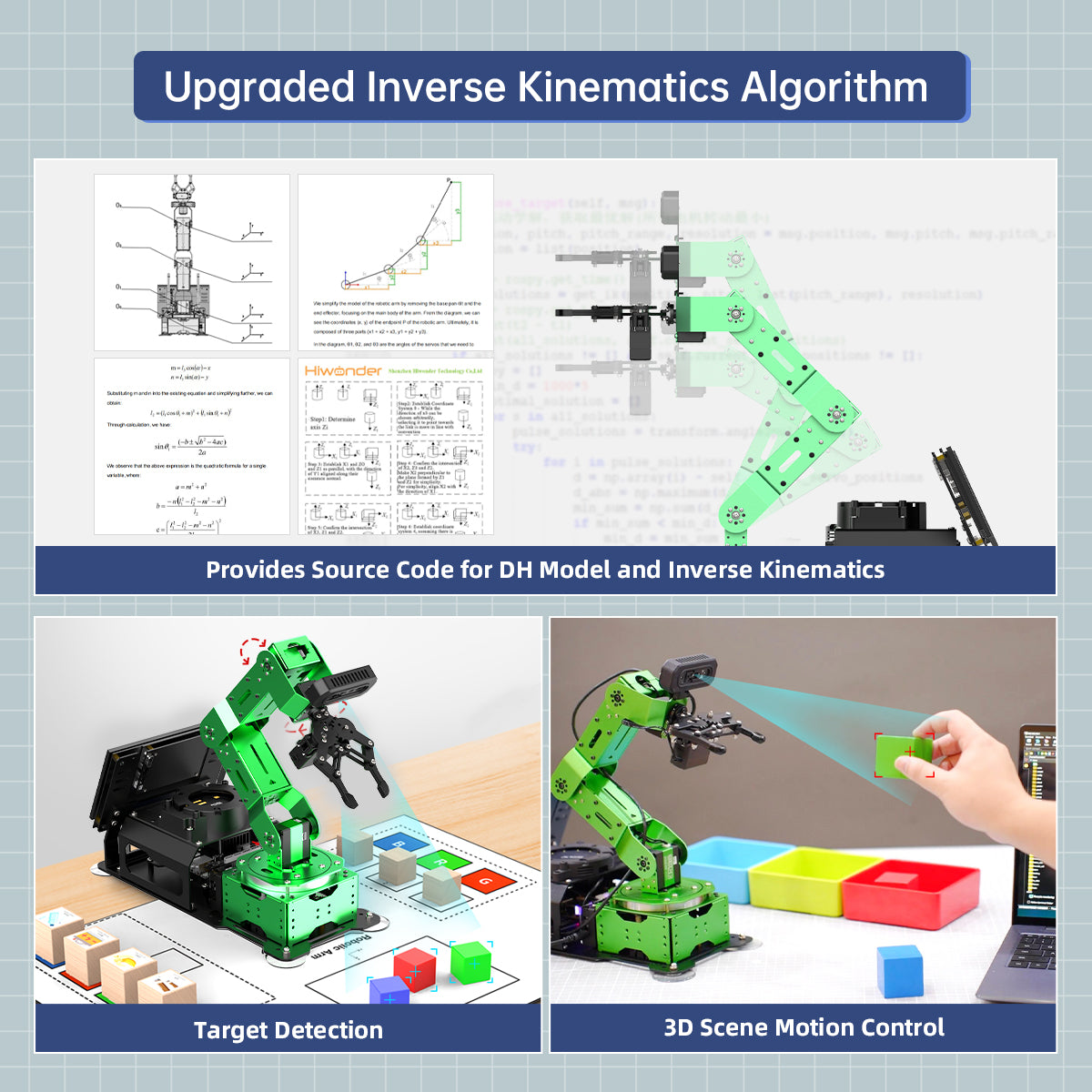 Hiwonder JetArm Pro ROS1 ROS2 3D Vision Robot, with Multimodal AI Model (ChatGPT), AI Voice and Vision Interaction, Support Chassis, Sliding Rail, Conveyor Belt Add-on Hiwonder JetArm Pro ROS1 ROS2 3D Vision Robot, with Multimodal AI Model (ChatGPT), AI Voice and Vision Interaction, Support Chassis, Sliding Rail, Conveyor Belt Add-on